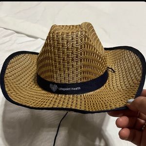 Woven straw round up cowboy hat